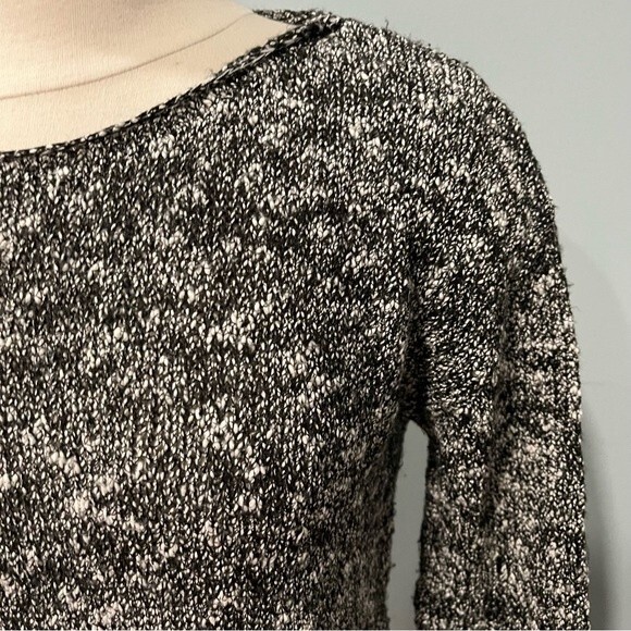 J Crew Black & White Marled Knot Crewneck Long Sleeve Sweater - Picture 3 of 7